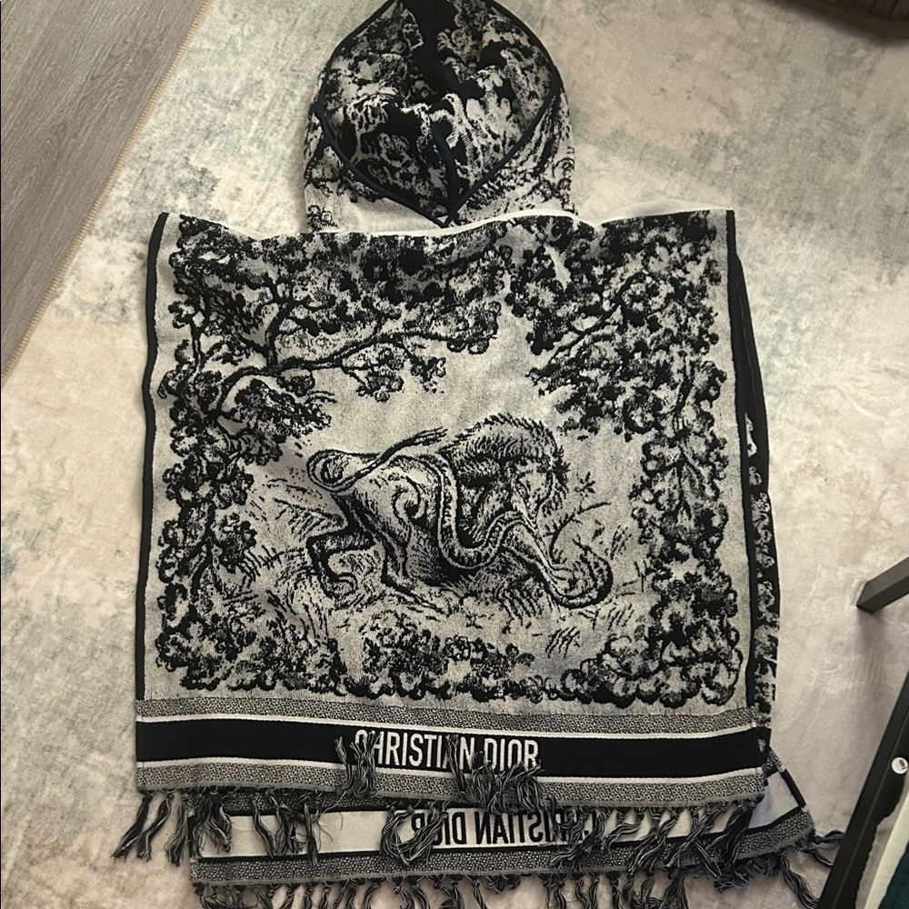 Dior blue and white Graphic Poncho